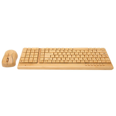 Bambus-Tastatur und -Maus, 2,4-GHz-Tastaturmaus mit Kabelloser Verbindung, Plug-and-Play, Bambusholzmaterial, für Büro und Gaming, Kombination aus Maus und