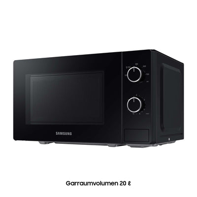 Samsung Solo-Mikrowelle, 700 W, Epoxy-Garraum mit 20 l Volumen, 5 Leistungsstufen, Defrost, Schwarz, MS20A3010AL/EG