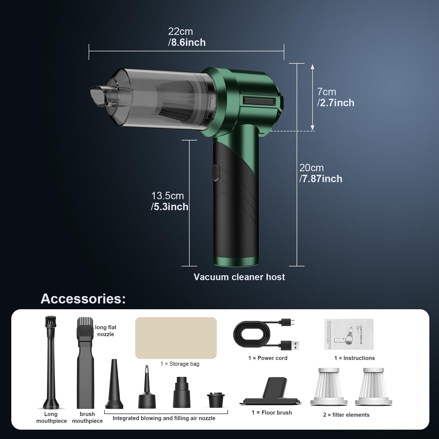 Handstaubsauger Autostaubsauger Elektrische Staubgebläse 4 in 1 20000PA Auto Staubsauger Extra Stark mit Akku,6000mAh Autostaubsauger 2 Stufen für Nass/Trocken, Haus, Büro,Tierhaare (Splitter)