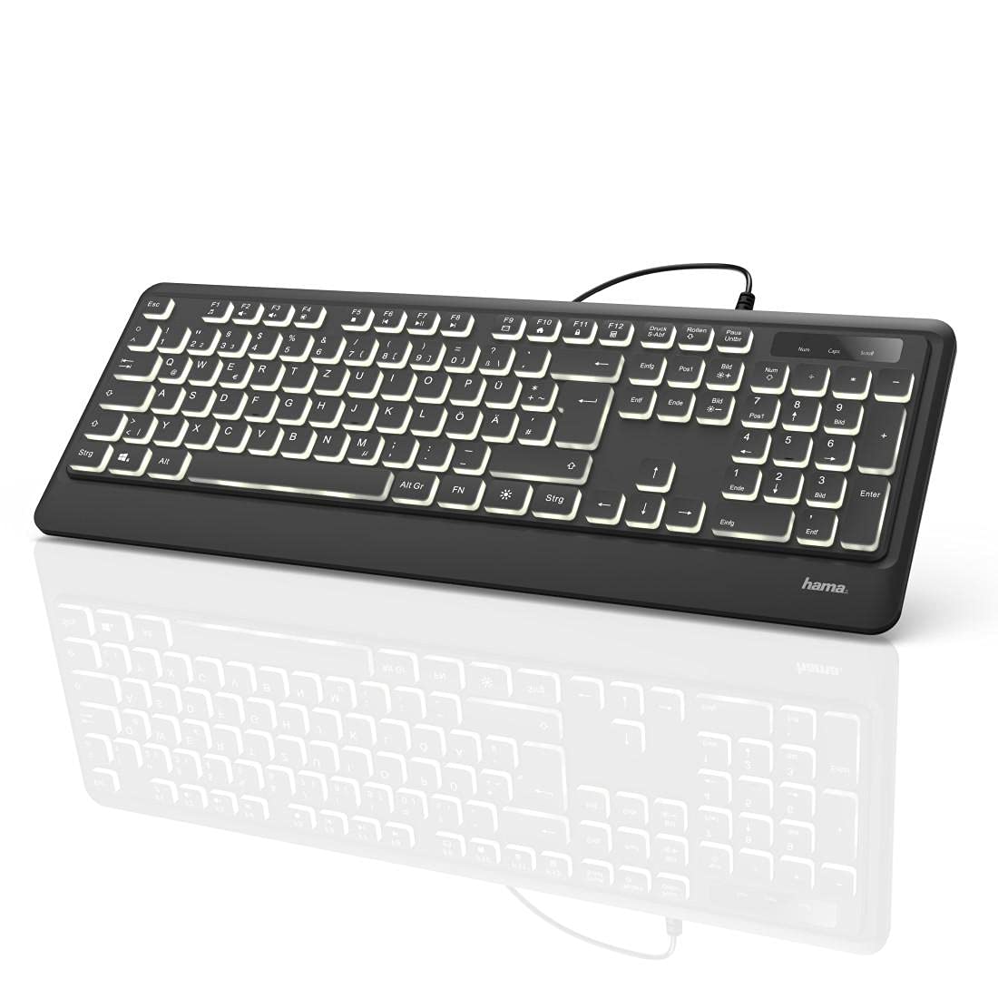 Hama USB Tastatur beleuchtet mit Kabel KC-550 & Amazon Basics - Optische Maus mit 3 Tasten und USB-Anschluss für Windows und Mac OS X, 1 Stück, Schwarz