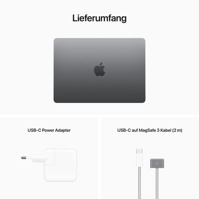 Apple MacBook Air Laptop mit M2 Chip: 13,6" Liquid Retina Display, 16 GB RAM, 256 GB SSD Speicher, beleuchtete Tastatur, 1080p FaceTime HD Kamera. Kompatibel mit iPhone/iPad; Space Grau