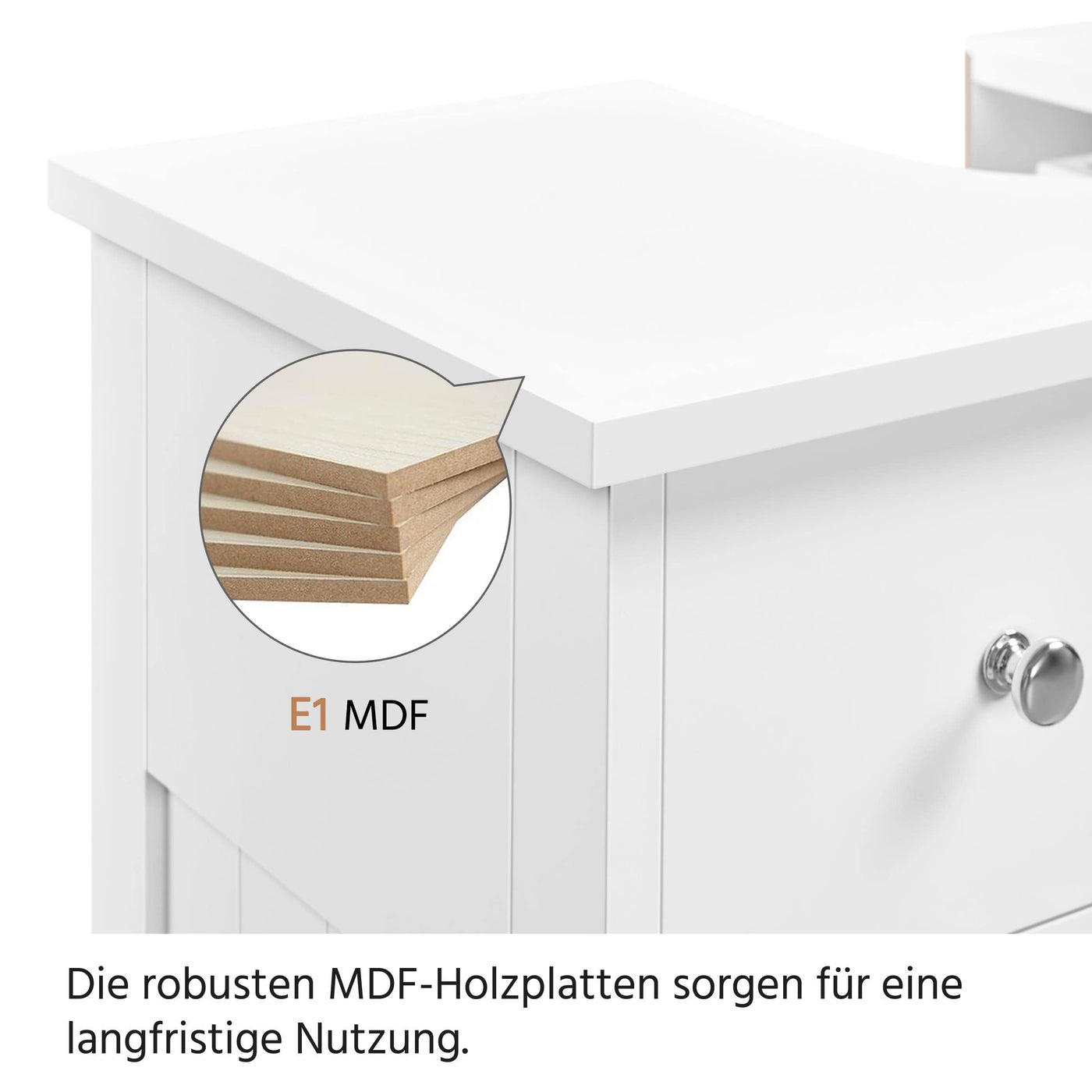 Yaheetech Waschbeckenunterschrank Unterschrank Badezimmerschrank mit Schublade und 2 Türen Landhausstil Waschtischunterschrank Badmöbel für Badezimmer, 60 x 30 x 60 cm