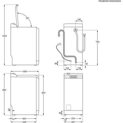 AEG LTR6A61260 Waschmaschine Toplader / Serie 6000 mit ProSense / 6,0 kg / Leise / Mengenautomatik / Nachlegefunktion / Wasserstopp / 1200 U/min