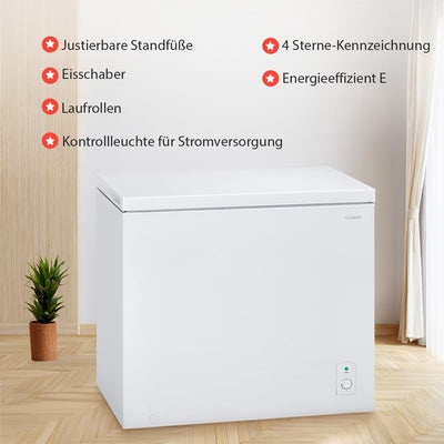 Bomann® Gefriertruhe mit 202L Nutzinhalt | Tiefkühltruhe mit 4-Sterne-Kennzeichnung & stufenloser Temperaturregelung | Lagerzeit bei Störung max.35h | Freezer inkl. Gefrierkorb & Eisschaber | GT 7338