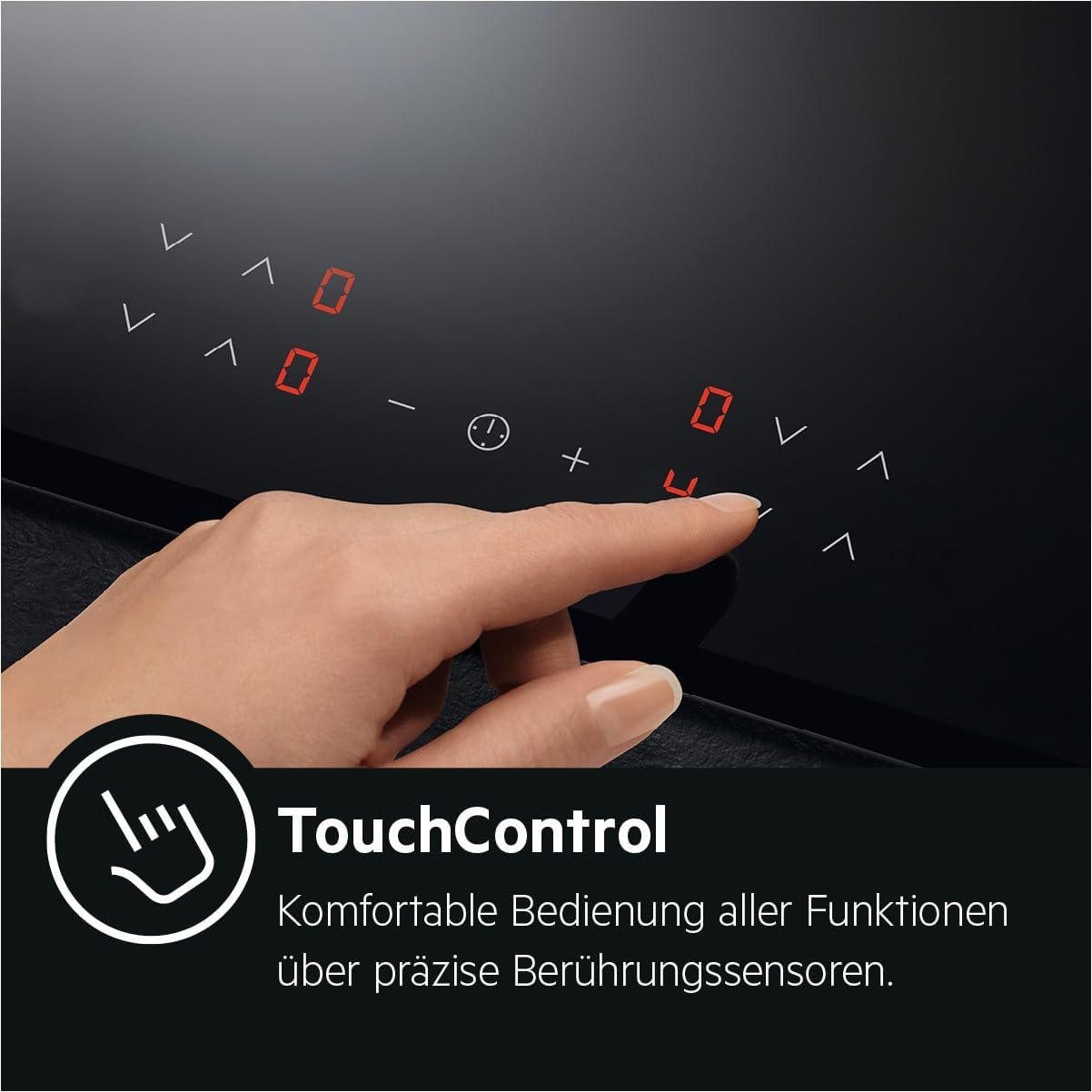 AEG Glaskeramikkochfeld autark 60cm – 4 Zonen mit Bräter- und Zweikreiskochzone – 14 Stufen – Edelstahlrahmen – Timer – Touch-Bedienung je Zone – Kindersicherung – HK634060XB