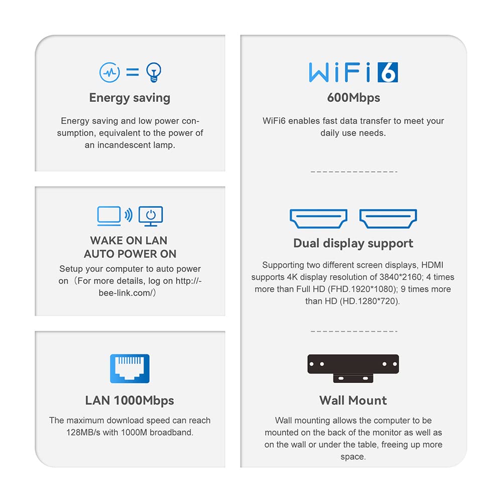 Beelink S12 Pro Mini PC 12th Gen Intel Alder Lake-N100 Processor (up to 3.40GHz),16G DDR4+500G PCIe SSD Mini Computer 2xHDMI/WiFi6/BT5.2/4K@60Hz