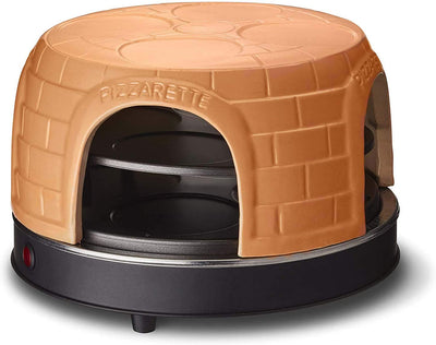 Emerio Pizzaofen, PIZZARETTE das Original, handgemachte Terracotta Tonhaube, patentiertes Design, für Mini-Pizza, echter Familien-Spaß für 8 Personen, PO-116124.1