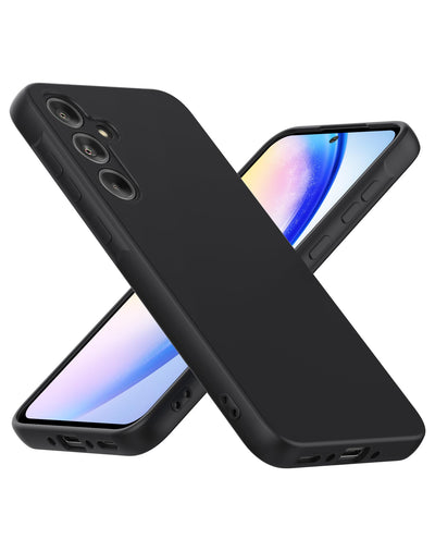 Foluu Liquid Silicone Case für Samsung Galaxy A55 5G Hülle, Silikon stoßfeste Handyhülle mit [weichem, kratzfestem Mikrofaserfutter] für Samsung Galaxy A55 5G 2024 (Schwarz)