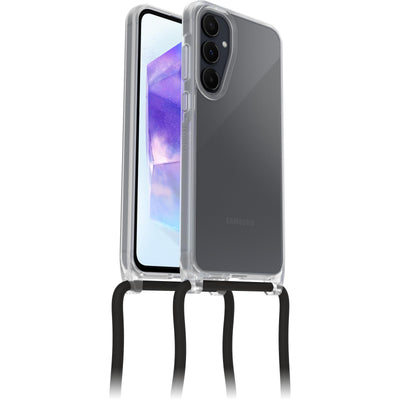 OtterBox React Necklace Hülle für Samsung Galaxy A55 5G, ultraschlanke, schützende Hülle mit Verstellbarer und Abnehmbarer Handykette, Getestet nach Militärstandard, Transparent