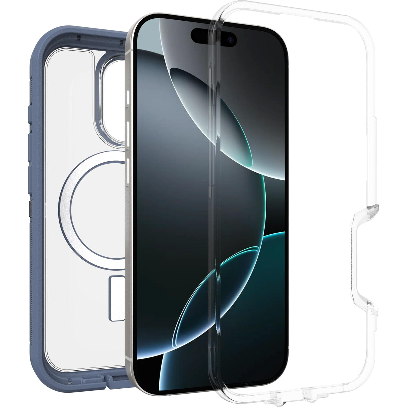 OtterBox Defender Series XT MagSafe Hülle für iPhone 16 Pro, stoßfest, Ultra-robust, schützende Hülle, 7X getestet nach Militärstandard, Transparent/Blau