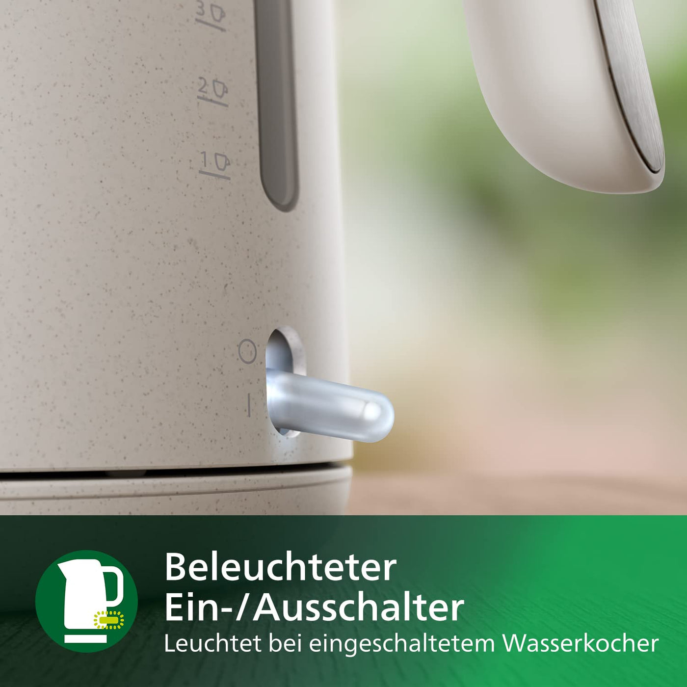 Philips HD9365/10 Conscious Collection Wasserkocher, biologischer, 100% recycelter Kunststoff, Nachhaltig, 2.200 Watt, 1,7 l Füllmenge, Creme