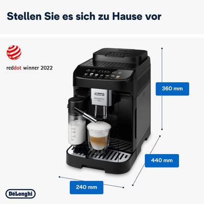 De'Longhi Magnifica Evo ECAM 292.81.B Kaffeevollautomat mit LatteCrema Milchsystem, 7 Direktwahltasten für Cappuccino, Espresso und weitere Kaffeespezialitäten, 2-Tassen-Funktion, Schwarz