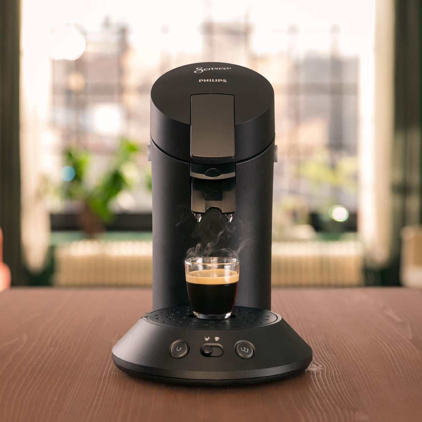 Philips SENSEO Original Plus - Pod-Kaffeemaschine, Intensitätswähler, Aroma-Booster-Technologie, Schwarz (CSA210/61)