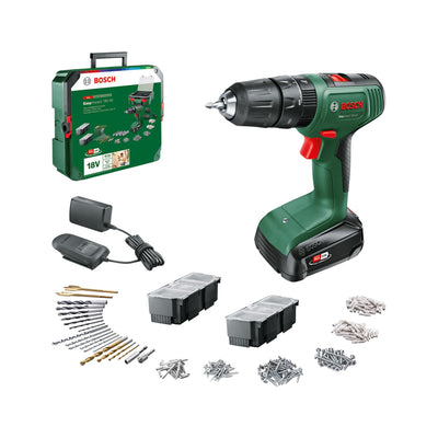 Bosch Akku Schlagbohrschrauber EasyImpact 18V-40 (Schrauben, Bohren in Holz, Metall und Kunststoff; Schlagbohren in Mauerwerk; 241-teiliges Bit-Set; 1 Akku 1,5Ah; 18 Volt System; in SystemBox)