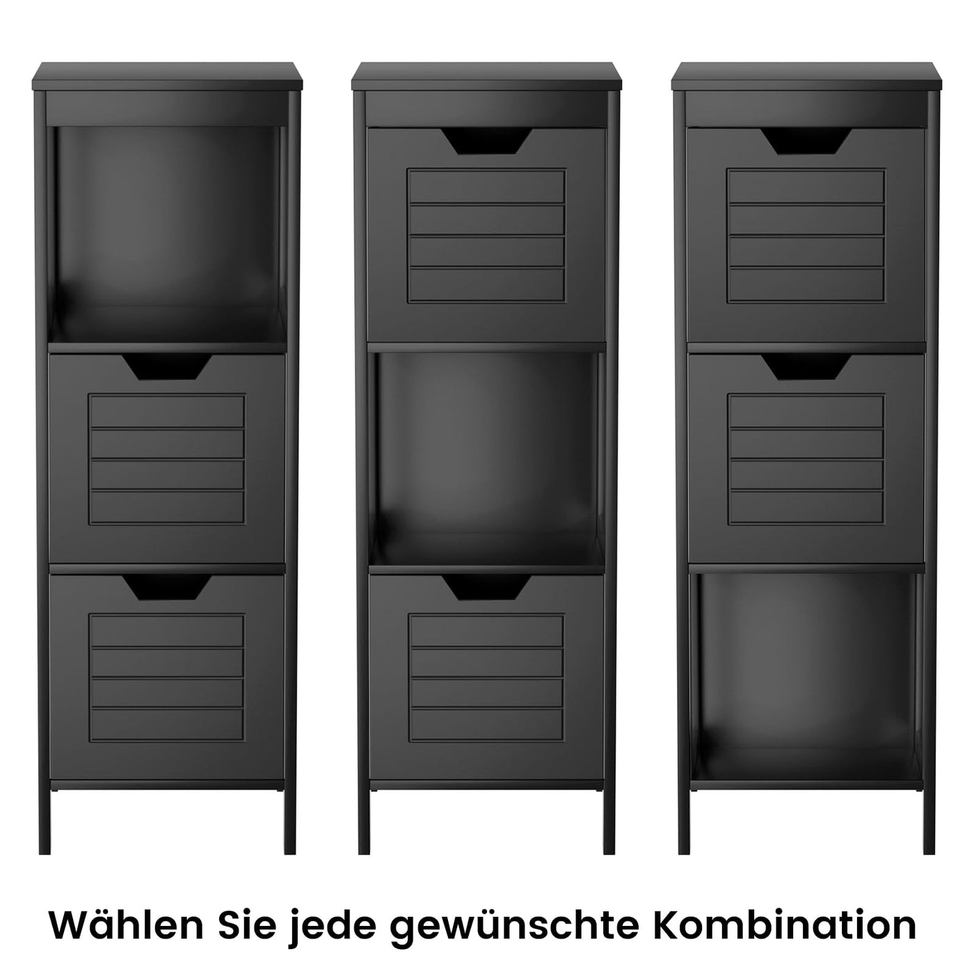 COSTWAY Badkommode mit 2 Schubladen, Badezimmerschrank, Badschrank aus Holz, Badregal für Wohnzimmer Badezimmer, Schwarz, 30 x 30 x 89 cm