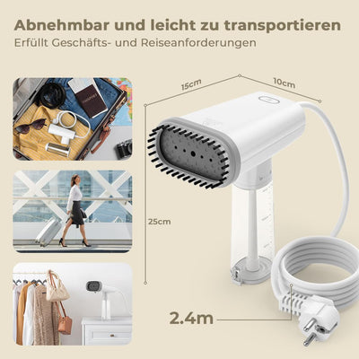 Fer à vapeur de voyage Vpcok Direct Steamer 1000W Brosse à vapeur avec réservoir de 150 ml pour vapeur verticale, horizontale, fer à vapeur portable à main Chauffage rapide, élimination des plis pour vêtements