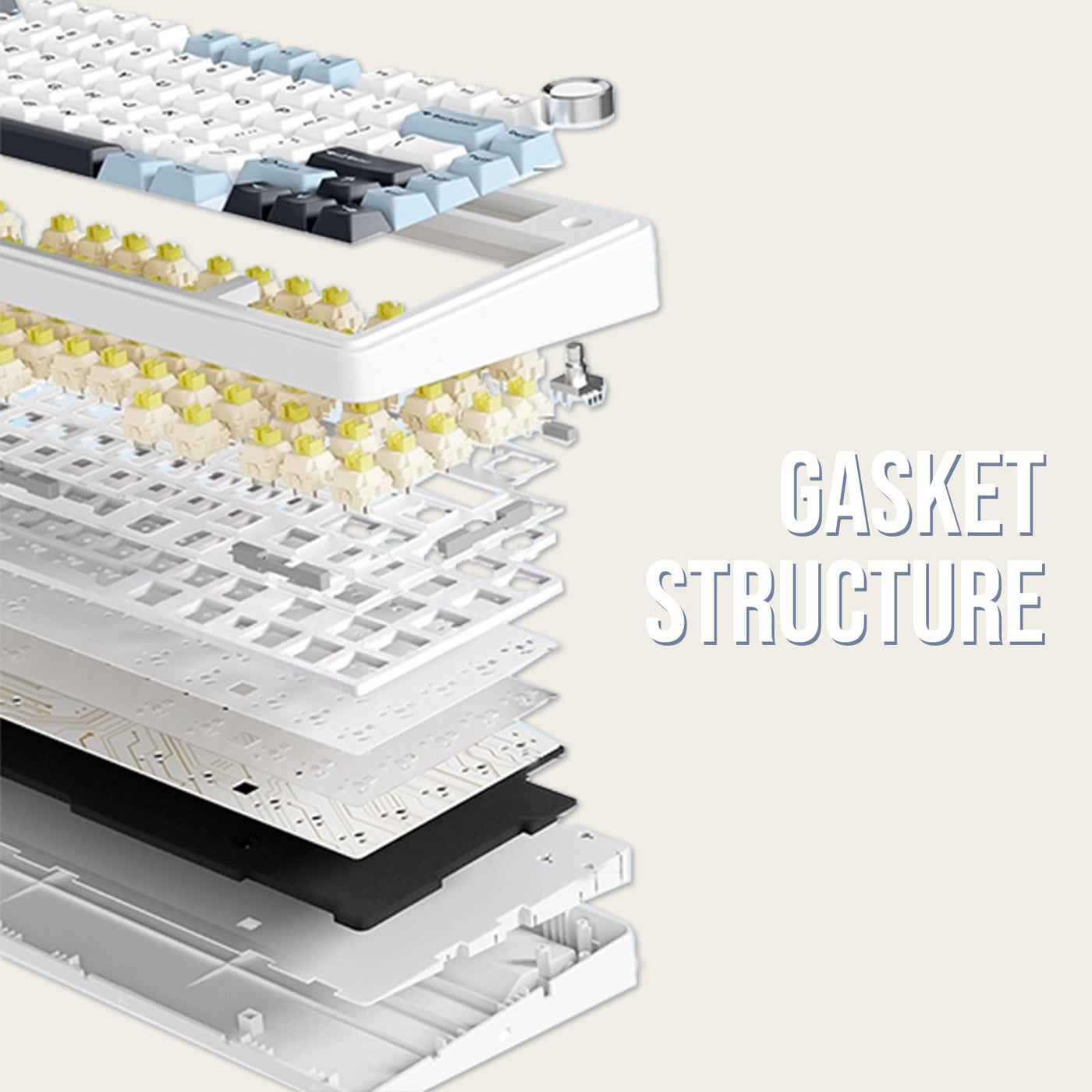 EPOMAKER x Aula F75 Gasket Mechanische Tastatur, 75% Hot swap-fühige Gaming-Tastatur mit Fünf-Schicht-Polsterung&Knopf, Bluetooth/Wireless/USB-C, RGB (Light Blue, LEOBOG Reaper Switch)