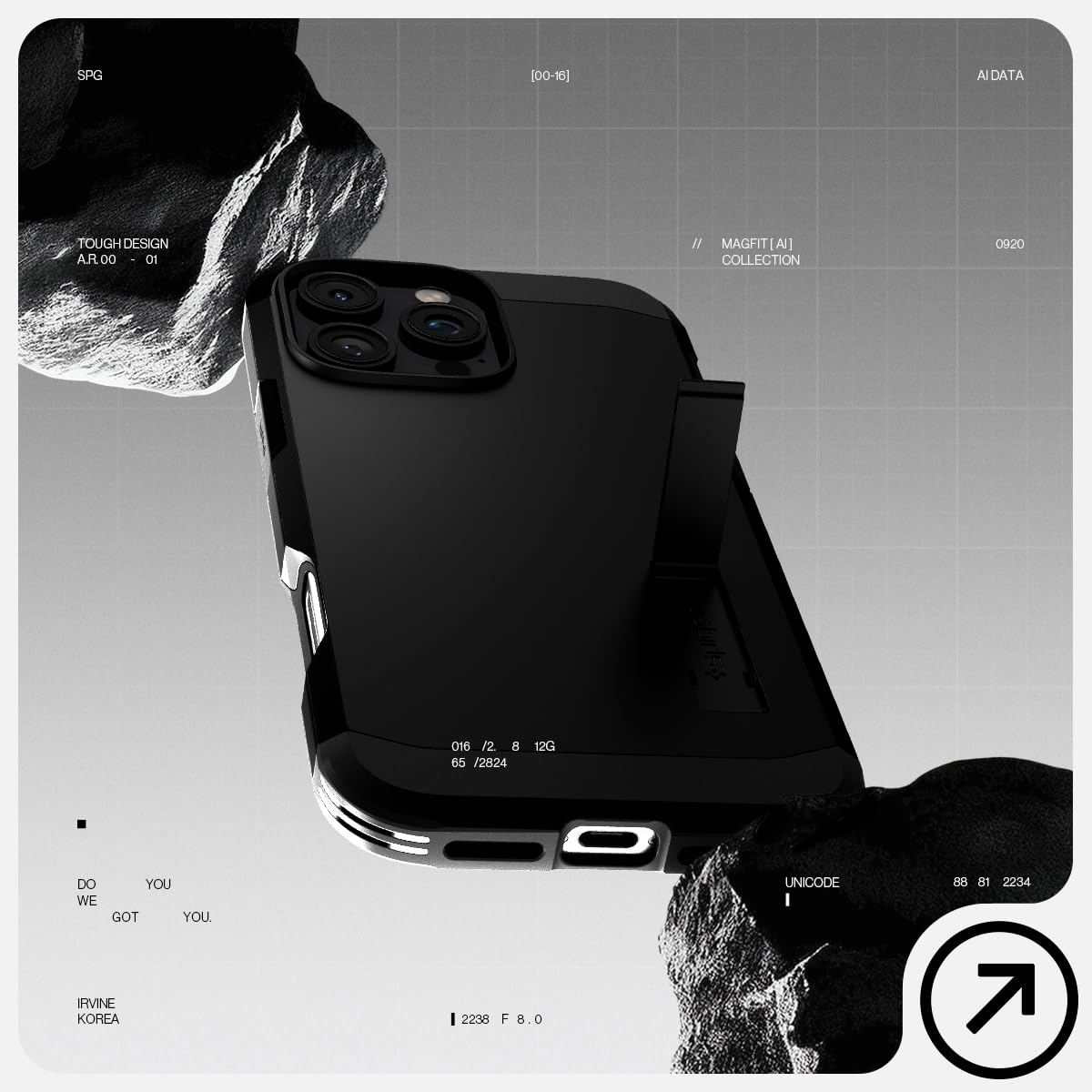 Spigen Tough Armor (AI) MagFit Hülle für iPhone 16 Pro, Kompatibel mit MagSafe Zubehör -Schwarz