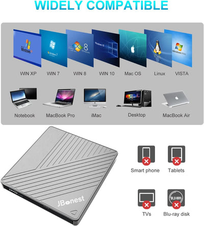 Externes CD DVD Laufwerk USB 3.0 Typ-C, Extern mit SD/TF-Kartenleser Portable RW Brenner,Schnelle Datenübertragung für Laptop,Desktop,MacBook,Win11/10/8/7/XP, Linux,Mac OS,Vista