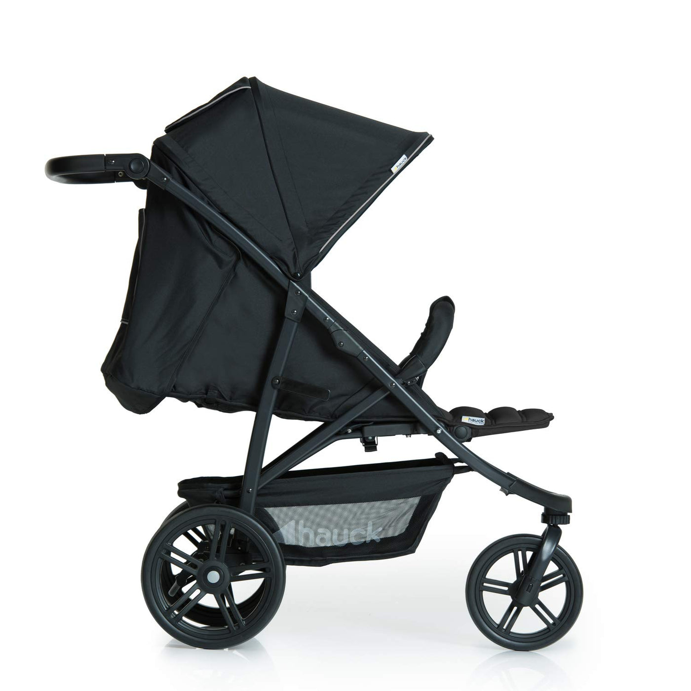 hauck Buggy Rapid 3, für Kinder bis 22 kg, Klein Zusammenklappbar, mit Schlaffunktion ab Geburt, Höhenverstellbarer Schieber, Großer Korb bis 3 kg, Kunststoff Reifen (Caviar/Black)