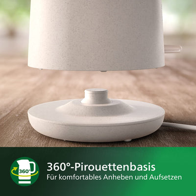 Philips HD9365/10 Conscious Collection Wasserkocher, biologischer, 100% recycelter Kunststoff, Nachhaltig, 2.200 Watt, 1,7 l Füllmenge, Creme