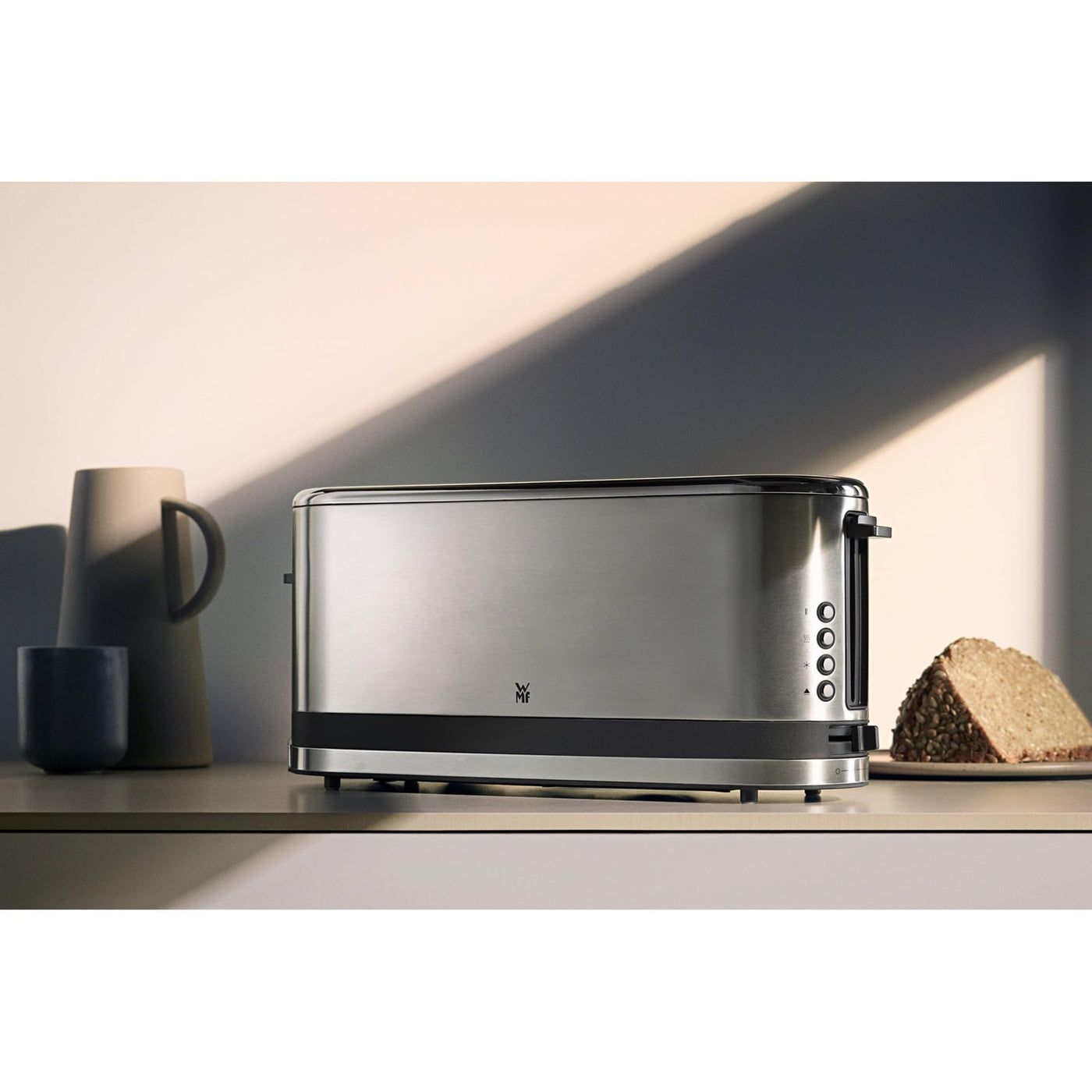 WMF Küchenminis Toaster Langschlitz mit Brötchenaufsatz, 2 Scheiben, XXL, Bagel-Funktion, 7 Bräunungsstufen, 900W, Toaster edelstahl matt