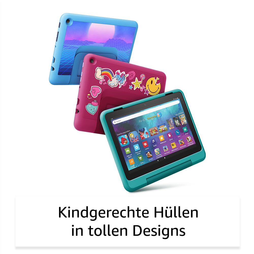 Das neue Fire HD 8 Kids Pro-Tablet, 8-Zoll-HD-Display, für Kinder von 6 bis 12 Jahren, 13 Stunden Akkulaufzeit, kindgerechte Hülle, 32 GB (2022), Regenbogen-Design