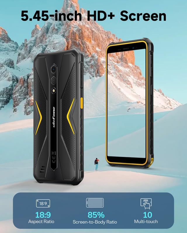 Ulefone Armor X12 Outdoor Handy, 6GB + 32GB/256GB SD Smartphone ohne vertrag Android 13 Go, 4860mAh 13MP+8MP 5,45'' HD+ 4G Dual SIM IP68 Wasserdicht Stoßfeste NFC GPS 2 Jahre Garantie -Schwarz