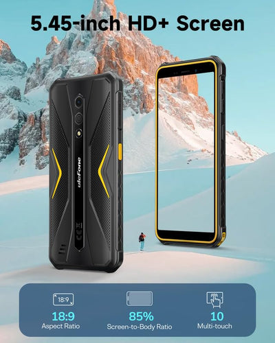 Ulefone Armor X12 Outdoor Handy, 6GB + 32GB/256GB SD Smartphone ohne vertrag Android 13 Go, 4860mAh 13MP+8MP 5,45'' HD+ 4G Dual SIM IP68 Wasserdicht Stoßfeste NFC GPS 2 Jahre Garantie -Schwarz