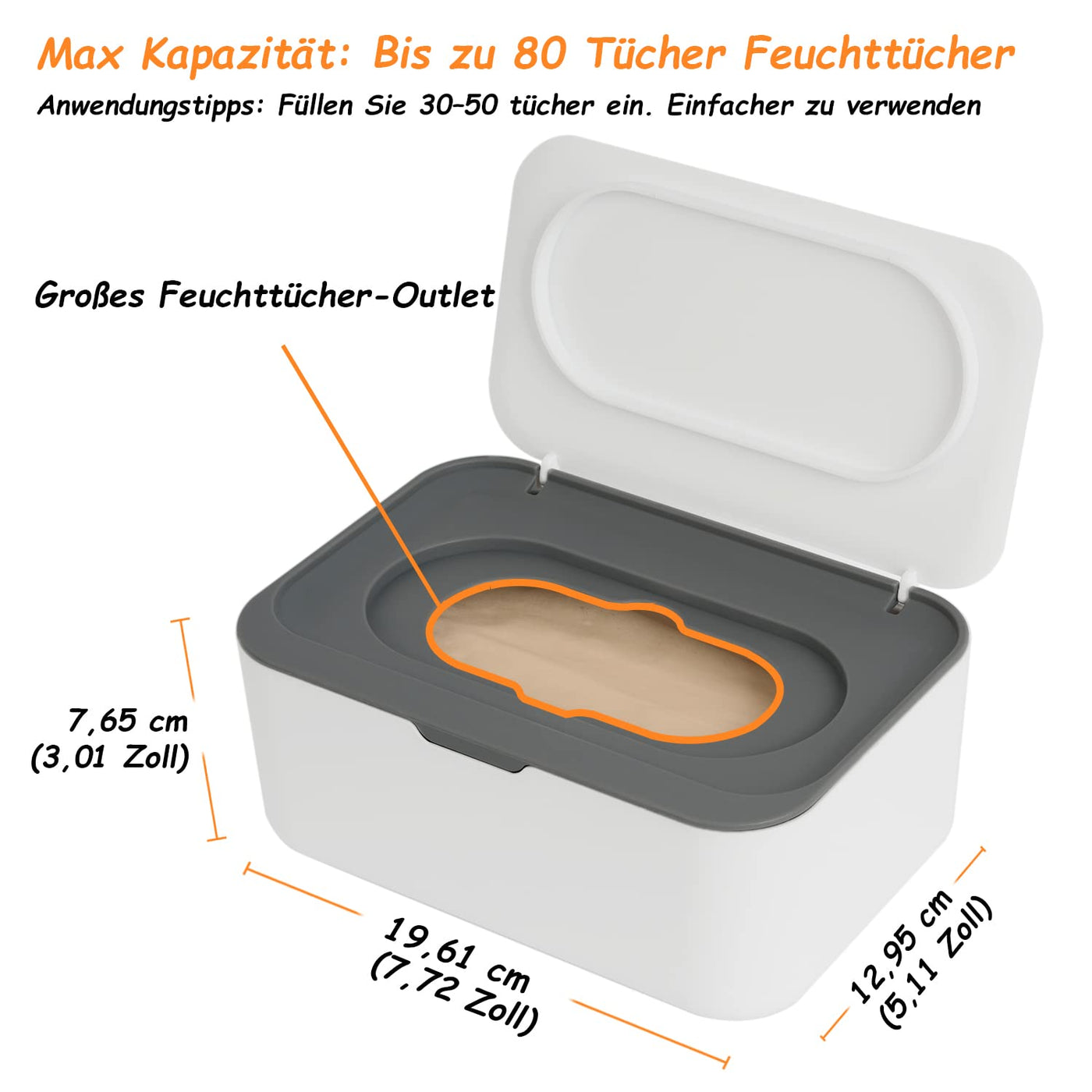 Feuchttücher Box, Seposeve Feuchtuchspender für Baby & Erwachsene, Nachfüllbare Feuchtes Toilettenpapier Box, Hält Tücher Frisch, Einhandbedienung, Grau