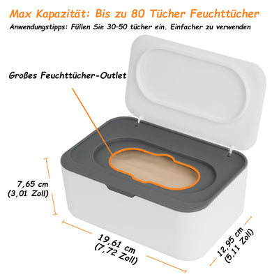 Feuchttücher Box, Seposeve Feuchtuchspender für Baby & Erwachsene, Nachfüllbare Feuchtes Toilettenpapier Box, Hält Tücher Frisch, Einhandbedienung, Grau