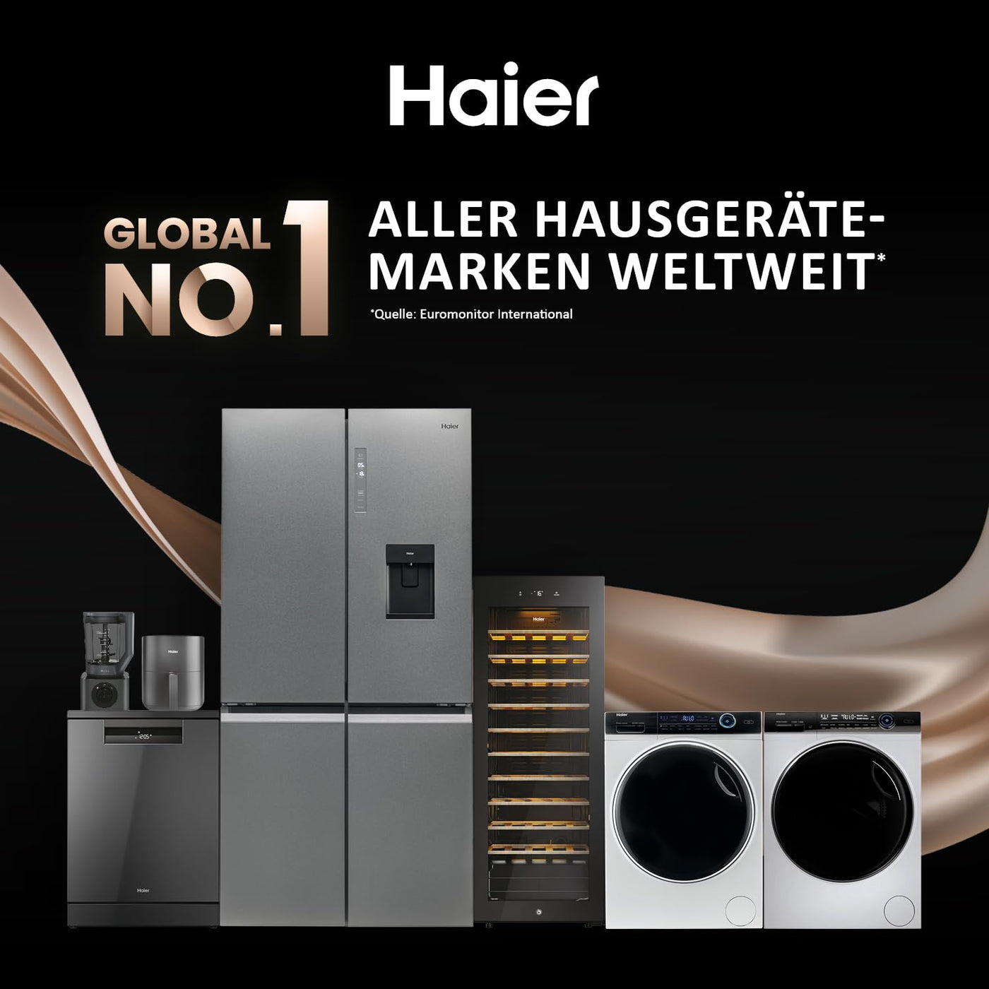 Haier SERIE 636 HW90-BP14636N I Frontlader Waschmaschine 9kg I Washing Machine mit A-Effizienz, 1.400 U/Min. & sparsamem Inverter-Motor I Inkl. Vollwasserschutz, Dampffunktion & Mengenautomatik