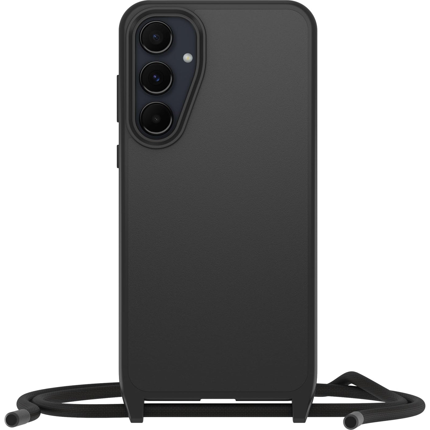 OtterBox React Necklace Hülle für Samsung Galaxy A55 5G, ultraschlanke, schützende Hülle mit Verstellbarer und Abnehmbarer Handykette, Getestet nach Militärstandard, Schwarz