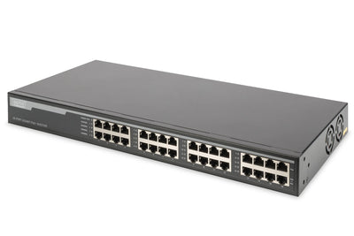 DIGITUS PoE+ Injektor - 16 Port - IEEE802.3at - Gigabit Ethernet - 19-Zoll Rack - 250 Watt gesamt - bis zu 30 Watt/Port