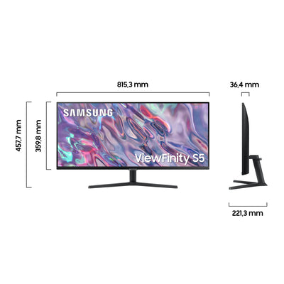 Samsung ViewFinity S50C Monitor S34C500GAU, 34 Zoll, VA-Panel, Ultra WQHD Auflösung, Eco Saving Plus, AMD Freesync, HDR10, 5 ms Reaktionszeit, Bildwiederholrate 100 Hz, Schwarz