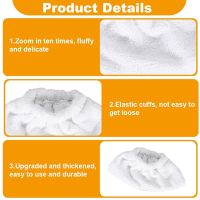 DYTGUIXE 8 Stück Mikrofaser-Tuchset, Dampfreiniger Zubehör, Mikrofaser-Tuchset, EasyFix Mikrofaser-Überzugsset, Weiß Cover für Dampfwischmaschinen wie SC1 / SC2 / SC3 / SC4 / SC5 / SV7