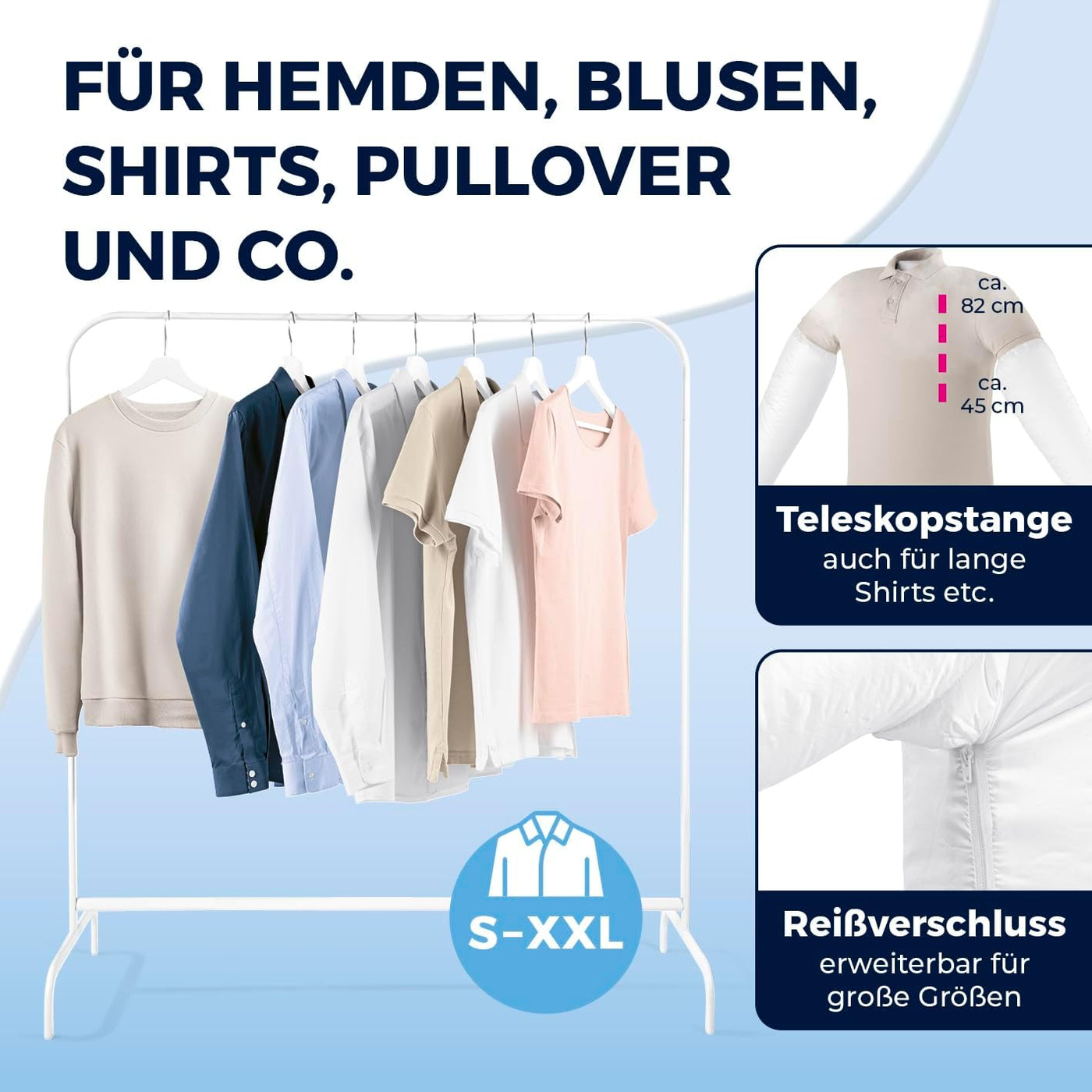 CLEANmaxx automatischer Hemdenbügler mit Dampffunktion | Innovativer Bügler für Hemden & Blusen, Bügelautomat | Schonender als Wäschetrockner und Bügeleisen, 2 Programme, Touch Display