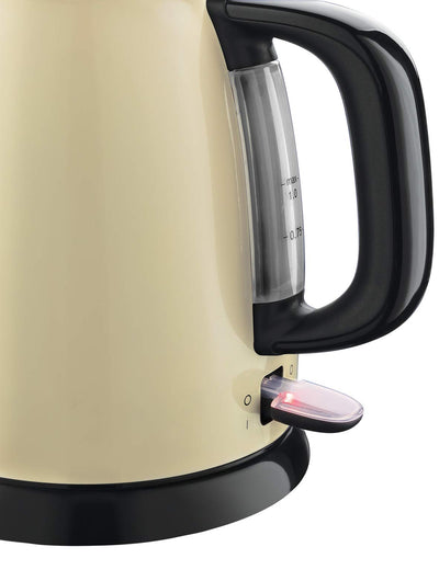 Russell Hobbs Wasserkocher [1,0l] Colours+ Edelstahl Creme (2400W, Schnellkochfunktion, herausnehmbarer Kalkfilter, außenliegende Wasserstandsanzeige,kleiner Reisewasserkocher)Teekocher 24994-70