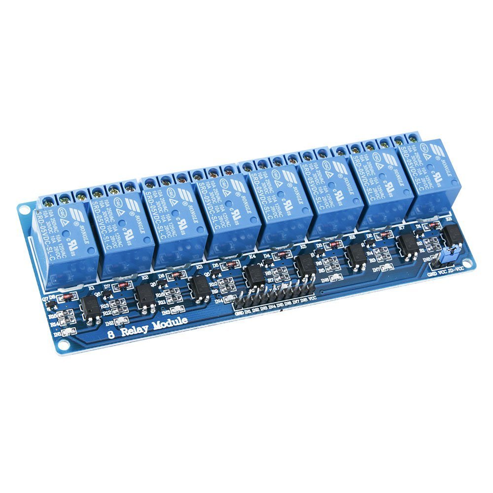 ELEGOO 8 Kanal DC 5V Relaismodul mit Optokoppler für Arduino UNO R3 1280 DSP ARM PIC AVR STM32, Blau