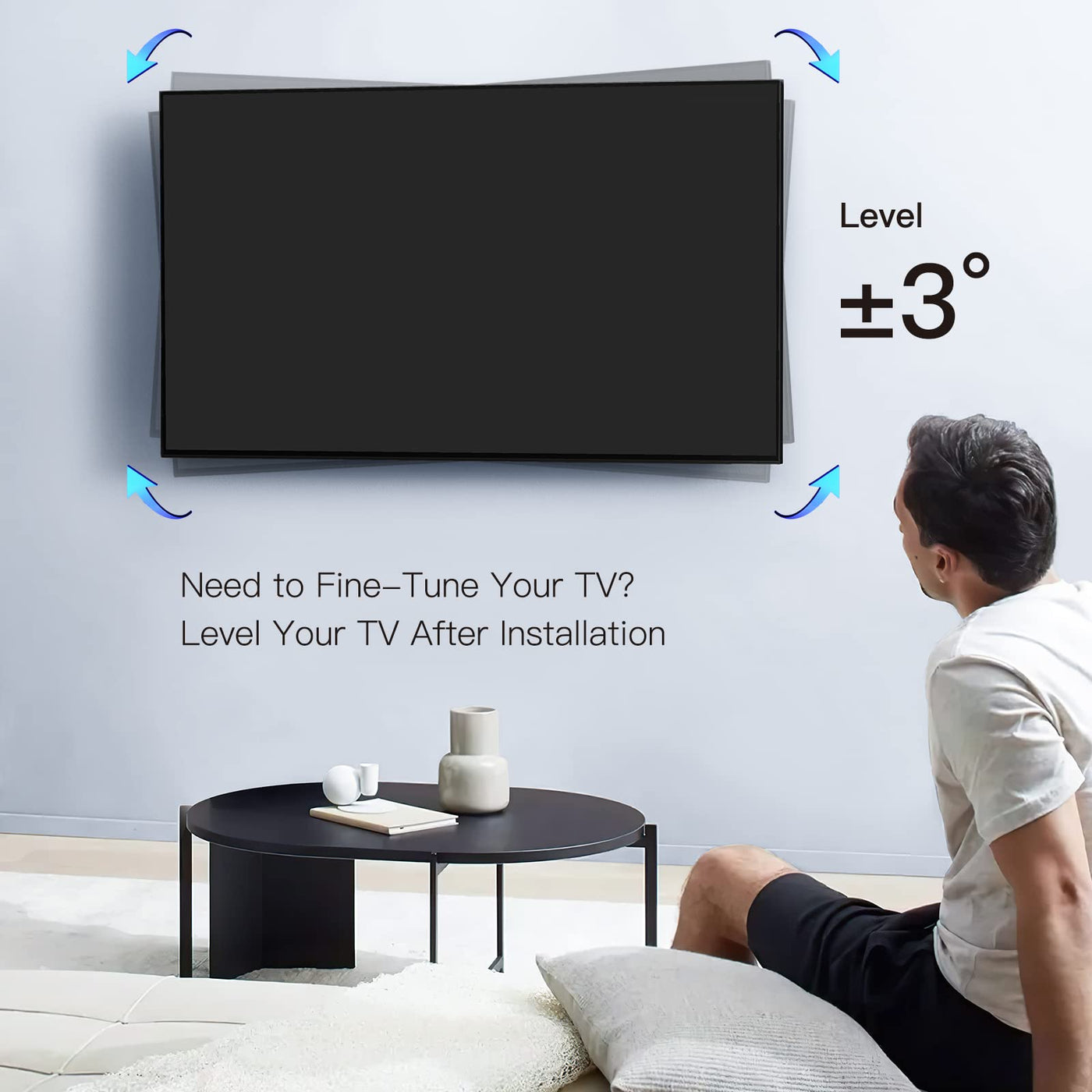 PERLESMITH TV Wandhalterung Schwenkbar Neigbar, Wandhalterung Fernseher für 26-60 Zoll Flach & Curved Fernseher oder Monitor bis zu 32kg, TV Halterung max.VESA 400x400mm