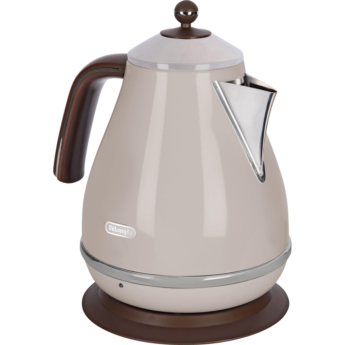 De'Longhi Wasserkocher Icona Vintage KBOV2001.BG - 1,7 l mit Wasserstandsanzeige und 360° Basis, Edelstahl in elegantem Retro Look mit Chrom-Details, beige