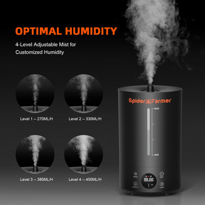 2024 Spider Farmer Luftbefeuchter 6L Top-Fill kühlem Nebel Humidifier Luftbefeuchtern für Pflanzen Grow-Zelt