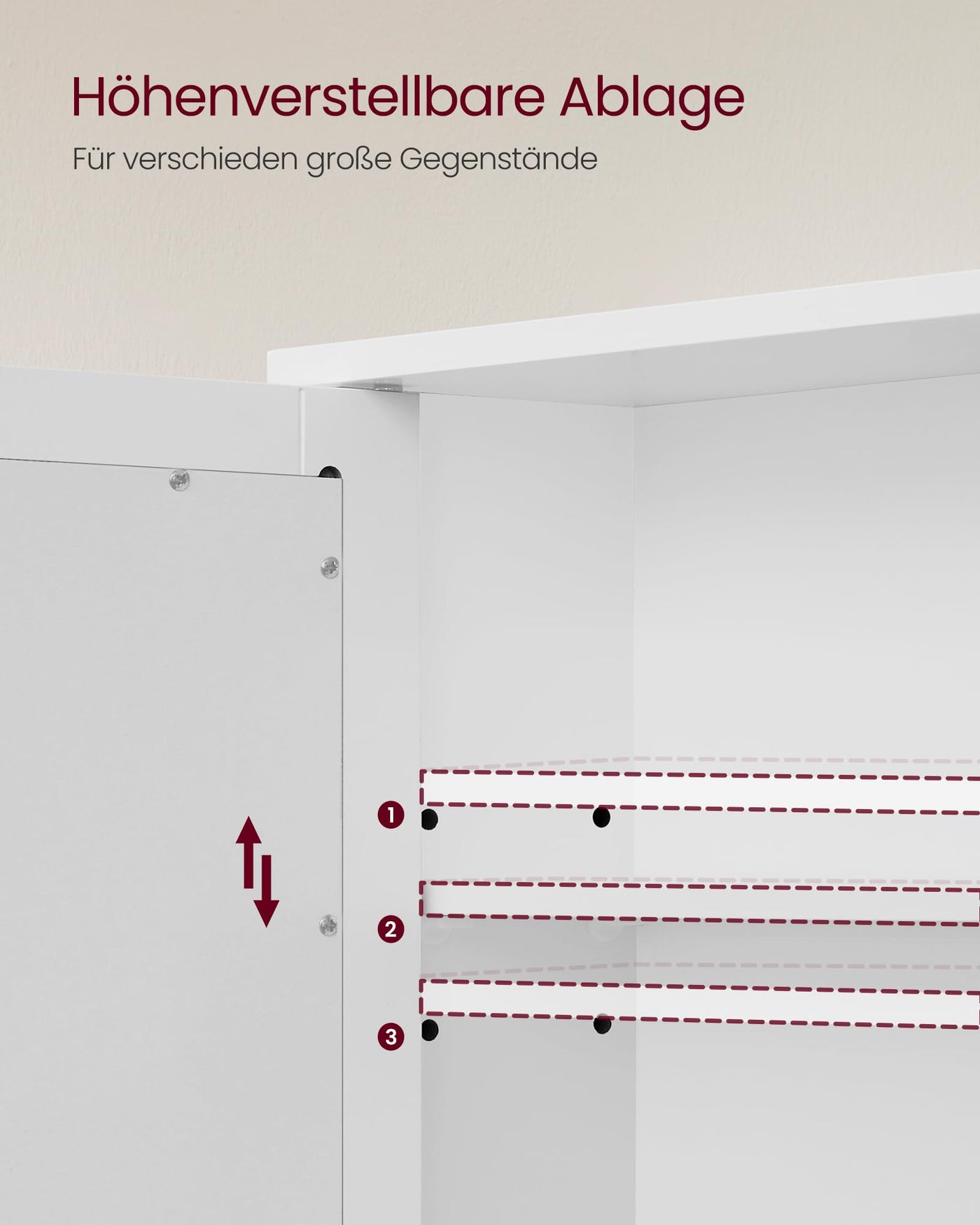 VASAGLE Spiegelschrank, Badschrank, Wandschrank, Hängeschrank mit 2 Spiegeltüren und offenem Fach, verstellbare Ablage, Wandmontage, 13 x 56,5 x 58,5 cm, Weiß LHC002