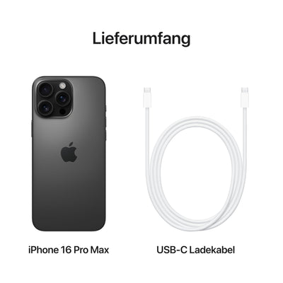 Apple iPhone 16 Pro Max 512 GB: 5G Handy mit Kamerasteuerung, 4K 120 Dolby Vision und einem großen Sprung bei der Batterielaufzeit. Funktioniert mit AirPods, Titan Schwarz