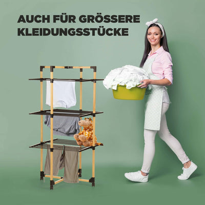 Vitapur Faltbarer Wäscheständer I Trocknen auf Mehreren Ebenen I Standtrockner 69x136x69 cm I Bis zu 20 kg Wäsche I wäschetrockner ideal für kleine Wohnungen I Stabile Räder