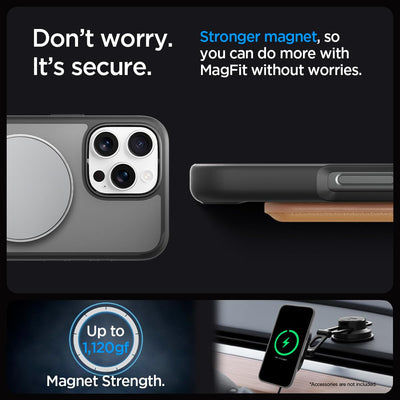 Spigen [All-in-One Ständer für iPhone 16 Pro Hülle Ultra Hybrid S MagFit für MagSafe [Verbesserte Magnestärke] Stoßfest Kratzfest Handyhülle Case -Frost Black