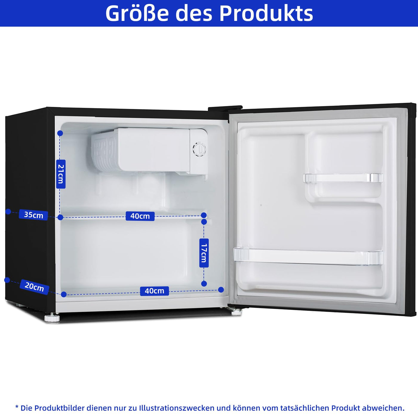 CHIQ Mini Bar Kühlschrank 46 L,Mini Kühlschrank,49,6 x 47,4 x 44,7 cm (HxBxT),E Energieverbrauch 80 kWh/Jahr,Sehr Leise 39dB,12 Jahre Garantie auf den Kompressor