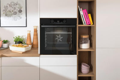 Gorenje BPS 6737 E02B Einbau-Backofen, 77 Liter, Pyrolyse, Heißluft, ExtraSteam, Gentle Close & Open, AirFry, PerfectGrill, PizzaMode 300°C, ChildLock, schwarz