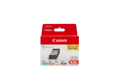 Canon CLI-581 XXL C M Y BK Vorteilspack 4 Tintenpatronen höchste Reichweite XXL (Schwarz XXL, Cyan XXL, Magenta XXL, Gelb XXL) Original [Umweltfreundliche Recycle-Kartonverpackung 2024]