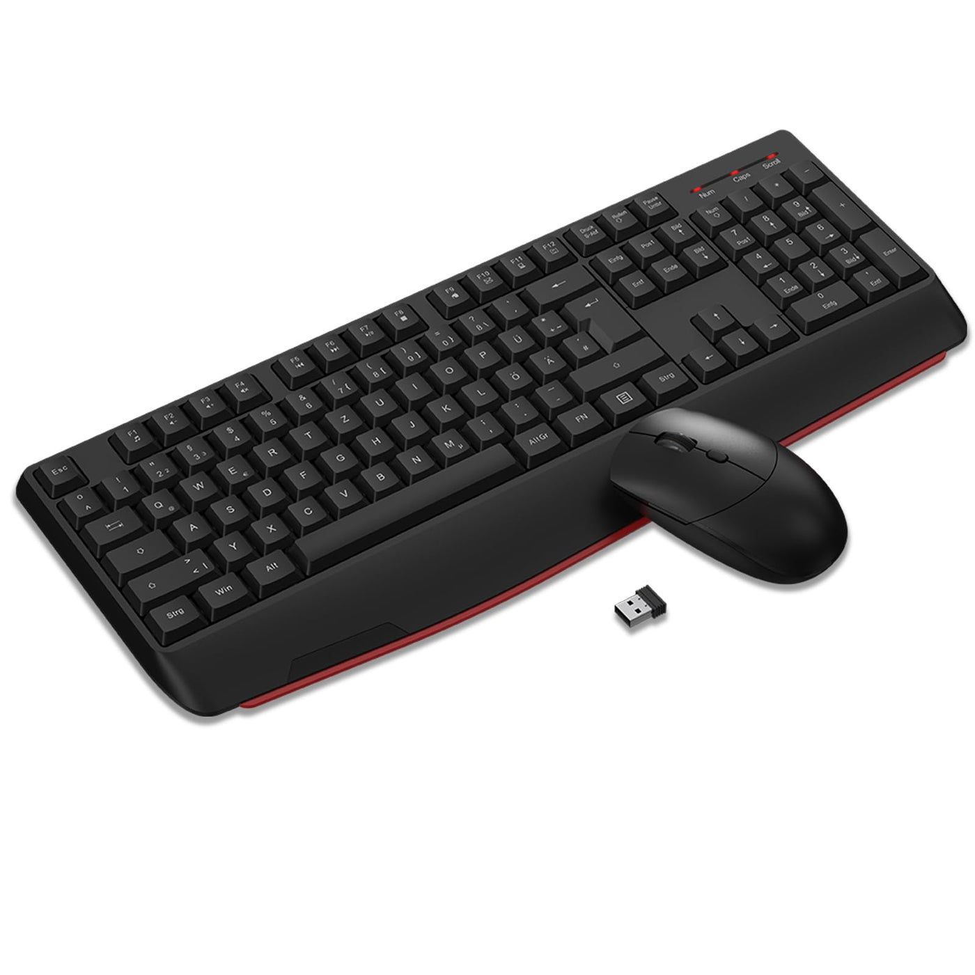 cimetech Tastatur Maus Set Kabellos, 2.4G Ergonomische Funktastatur mit Maus mit Handballenauflage und Ständern Tastatur Kabellos mit Ziffernblock Funkmaus 1600DPI für Windows Computer Laptop PC